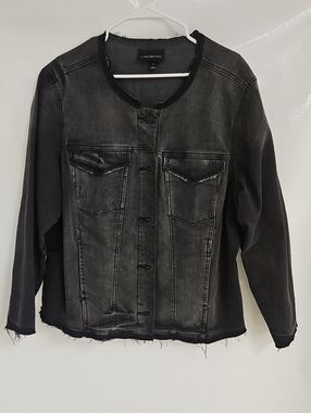 Lane Bryant Washed Black Raw-Edge Denim Jacket